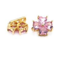 10 Uds. De latón y circonita de Color dorado de 18K, 3 agujeros, pulseras con conexión de flores, collares, cuentas espaciadoras, fabricación de joyas Diy de alta calidad - details 6