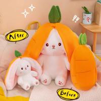 Animal de peluche de conejo de Pascua de 13,7 pulgadas, Kawaii Squishy Cute Bunny Plush, se convierte en conejo fruta muñeca zanahoria fresa almohada - details 0