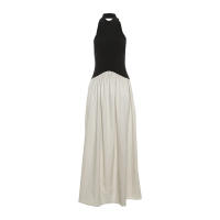 BUNO-Vestido de retazos con contraste de gato extraño para mujer, vestido Halter con espalda descubierta, sin mangas, dobladillo plisado, tendencia de vacaciones, informal, elástico, básico, ceñido largo - details 19
