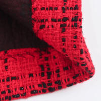 Vestido rojo d de manga larga con cuello redondo para mujer, decoración de un solo pecho, otoño - details 11