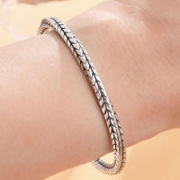 Retro Fashion Man Open Bracelet Engraved Leaf Design Bracelet Gifts To Friends Jewelry - details 5