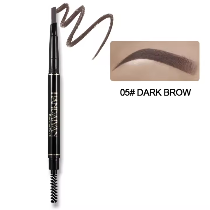 Lápiz de cejas de doble cabeza, alto pigmento, no se decolora, resistente al agua, duradero, lápiz de cejas de cinco colores, cosméticos para ojos para mujeres - 1
