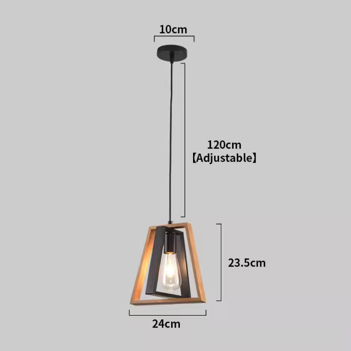 Accesorio de iluminación colgante de madera de granja rústica, candelabro de isla de cocina Retro americana ajustable de 1 luz, luz colgante de Metal negro Industrial para comedor, cafetería, Bar - 1