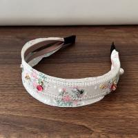 Diadema de encaje bordado de estilo coreano, borde ancho, lazo Floral, cuerda para el cabello, decoración de banda para el cabello con diamantes de imitación y flores de hadas - details 6