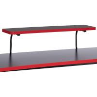 Escritorio de ordenador rectangular para juegos de altura regulable, con estante elevado para colocar el monitor, 140 x 63,5 x 109-126 cm, color rojo - details 4