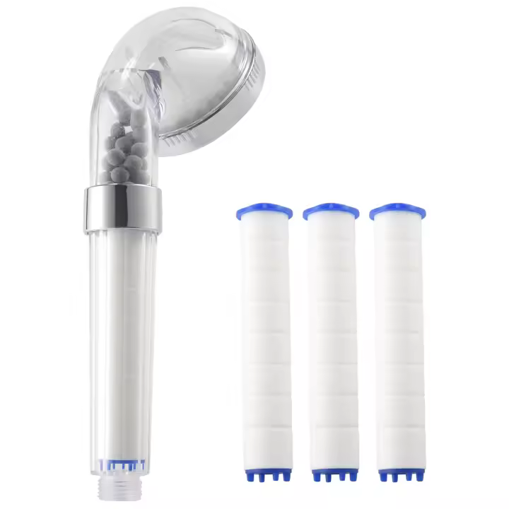 Juego de cabezales de ducha de mano de iones negativos para baño, cabezal de ahorro de agua con 3 filtros, cabezal de ducha portátil de alta presión, 1 Juego - 1