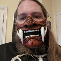 Máscara De media cara japonesa Hannya De mon Oni sam-uru NOH Kabuki Prajna Devil Cosplay - details 13