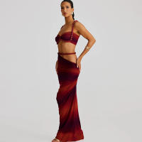 BUNO-Conjunto de 2 piezas de tejido para mujer, camisolas cortas plisadas lisas impresionantes + faldas largas de cintura alta, traje de vacaciones de tendencia femenina - details 27