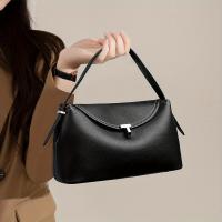 Bolso de Mano de Textura de Lychee Gran Capacidad, Cierre de Cremallera, Correa Ajustable, Diseño Minimalista Moderno, Detalles de Borde de Aceite - details 0
