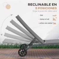 Sillones de Jardín Exterior de Aluminio Reclinables, Ajustables, 5 Niveles, Ruedas, Playa Piscina - details 1