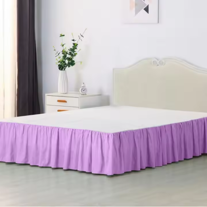 Falda de cama arrugada de algodón cepillado, muy vendida - 1