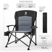 Silla de Camping Plegable 230KG Cargable Silla Plegable 62cm Anchura de Asiento con Bolsillo Lateral y Portavasos Silla Plegable de Gran Tamaño para Camping Exterior Balcón Jardín - details 7