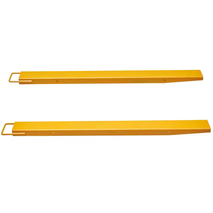 SucceBuy Extensiones de horquilla para palés, 60" de largo x 4.5" de ancho, extensiones de carretilla elevadora de acero al carbono de alta resistencia, 1 par de accesorios de horquilla industrial para carretillas elevadoras, amarillo - 1