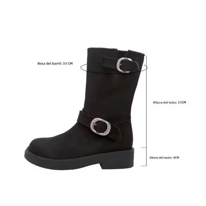Botas occidentales con realce interior, botines cortos de punta redonda con tacón grueso retro, botas apilables - 1