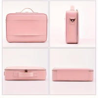 Bolsa de maquillaje minimalista de Color sólido con cremallera, bolsa de aseo multifuncional ligera, bolsa de aseo para mujer - details 4