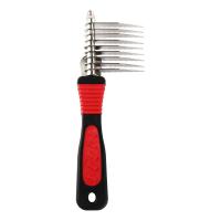 Mango antideslizante, rastrillo de piel para desmastar mascotas, peine Manual profesional con nudo para mascotas, cepillo de aseo para perros de acero inoxidable, depilación - details 4