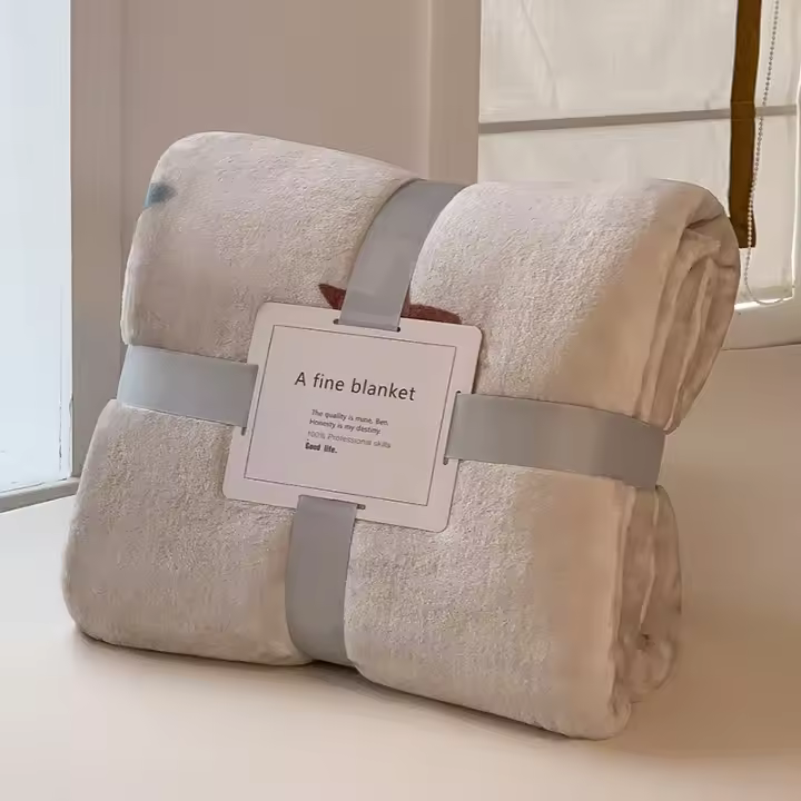 Manta de Lana de Estilo Geométrico en Blanco para Colchones y Sofá Reacciona con Impresión Gráfica Ideal para Cama Individual/Reina/Rey - 1