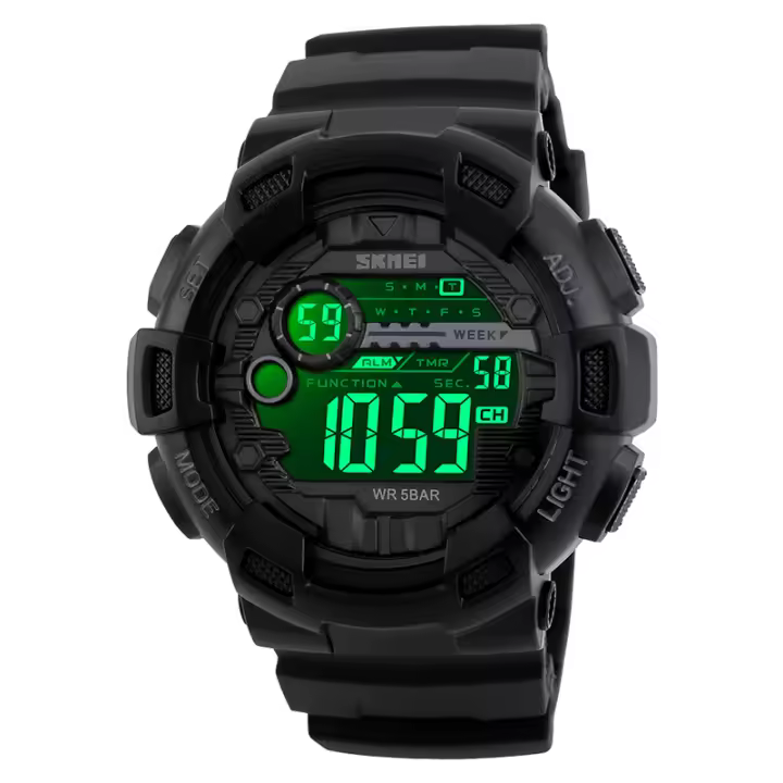 SKMEI-reloj deportivo multifunción para hombre, cronógrafo Digital con pantalla LED, resistente al agua, 5Bar, 1243 - 1