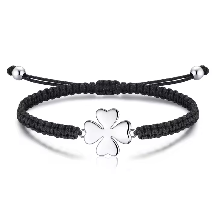 4 Hojas Pulsera Mujer Niña Plata de Ley 925, Amistad Pulsera Niña, Pulsera Trenzado Cuerda Antialérgica Suerte Amuleto, Originales Regalos Mujer Cumpleaños - 1