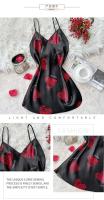 Mini camisón de mujer sin espalda con cuello en V con estampado satinado, pijamas, pijamas sexy cosplay - details 4