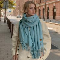 Bufanda de Cachemira de Color liso para mujer, chales gruesos y cálidos de Pashmina con borlas, manta femenina, Hijab, 2024 - details 19