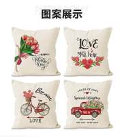 Funda de almohada para bicicleta del Día de San Valentín, funda de almohada con estampado de flores rosas, funda de cojín de lino, funda de almohada festiva para cintura - details 1