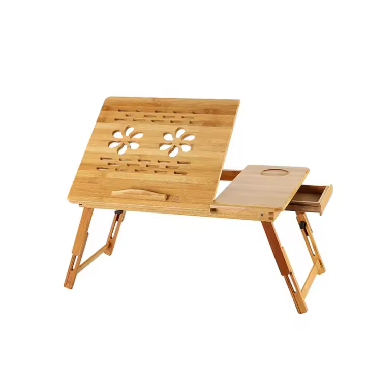 Mesa plegable de bambú para portátil, regulable en altura 66*35*30cm - 1