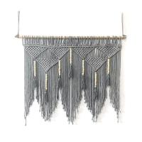 Colgante de pared de macramé tejido a mano, cuerda de algodón Bohemia, tapiz Boho, decoración del hogar, gris - details 0