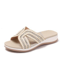Zapatillas de tacón inclinado Sandalia para uso al aire libre de verano para mujer, nuevos zapatos de playa de viaje informales con suela suave - details 2