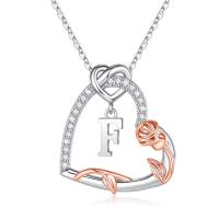 Collar de Corazón Rosa S925, Joyería de Plata de Ley, 26 Letras, Colgante, Regalo de San Valentín para Mujeres - details 0