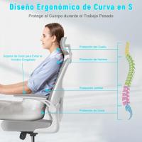 Silla de Escritorio Ergonómica con Reposacabezas Ajustable y Soporte Lumbar, Respaldo de Malla Transpirable, Reposabrazos Abatibles de 90 ° , Silla Giratoria de 360 ° - details 72