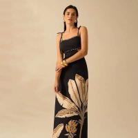 Vestido elegante con estampado Halter y espalda descubierta, vestidos largos adelgazantes, batas de cintura alta, ropa de fiesta de vacaciones para señora nueva 2025 - details 1