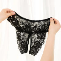 Lencería de talla grande XL 2XL 3XL 4XL, bragas transparentes sexis para mujer, tangas sexuales sin entrepierna de encaje, bragas eróticas femeninas con agujero - details 1