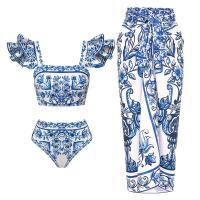 Conjunto de bikini con volantes para mujer, bikini brasileño estampado, traje de baño con falda, traje de playa para niña 2024 - details 29