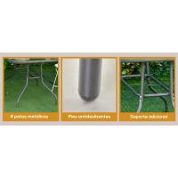 Mesa de Jardín Exterior Rectangular de Metal con Borde Curvado Capacidad de 70kg Vidrio Templado - details 6