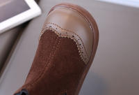 Botas de cuero con cremallera lateral y forro de terciopelo para niños, estilo retro británico. - details 5
