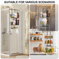 Caddy de ducha con 3 niveles, soporte colgante para puerta sin perforar, organizador de baño para champú y gel de ducha con gancho. - details 6