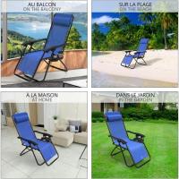 Set de 2 Sillas de Jardín Plegables Silla de Gravedad Cero Reclinable con Soporte para Bebidas y Reposacabezas Extraíble Carga Máxima 120kg Negro - details 25