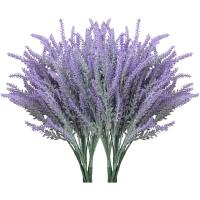 10 paquetes de flores falsas, lavanda artificial, plantas sintéticas de plástico para decoración del hogar, boda, cocina, jardín, patio, porche, ventana, centros de mesa de oficina, decoraciones para interiores y exteriores, color púrpura - details 0