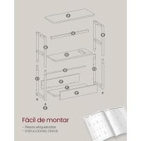 Mesa Adicional de Alta Gama con Multienchufe Mesa Estrecha de 3 Estanterías para Espacios Pequeños - details 8