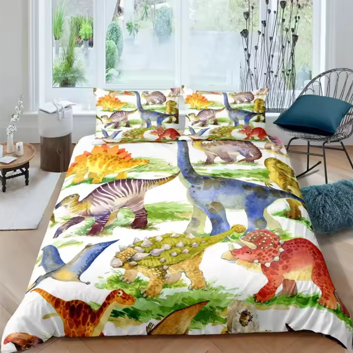 Conjunto de Cama de Dinosaurio 3D Diseño de Dibujos Animados Lindo para Pareja - 1