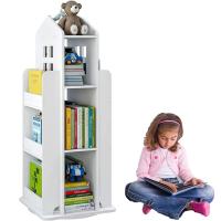 Estantería giratoria de 3 niveles con forma de castillo para niños, color blanco, estantería de almacenamiento para libros, juegos, juguetes, sala de juegos, dormitorio - details 2