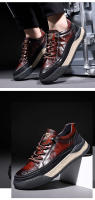 Zapatos de los hombres de la marca de moda de alta gama de primavera nuevos zapatos de la junta deportiva rayados a mano zapatos casuales de coincidencia de color de cuero de la plataforma de los hombres versátiles - details 13