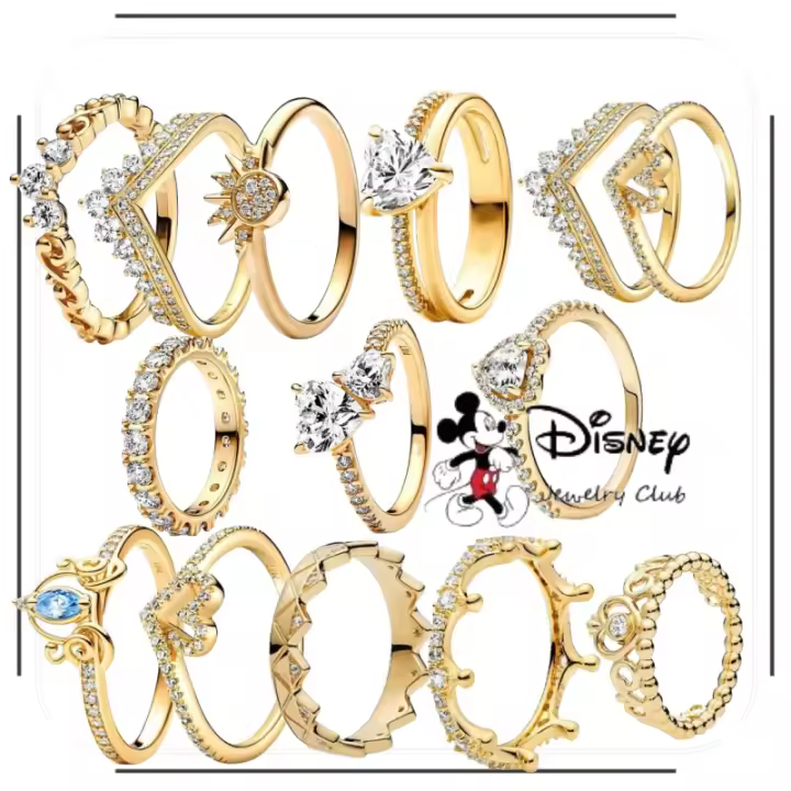Anillo de amor con corona de princesa brillante de circonio, moderno y encantador, anillo Pandora Original, joyería exquisita, regalo DIY para mujer - 1
