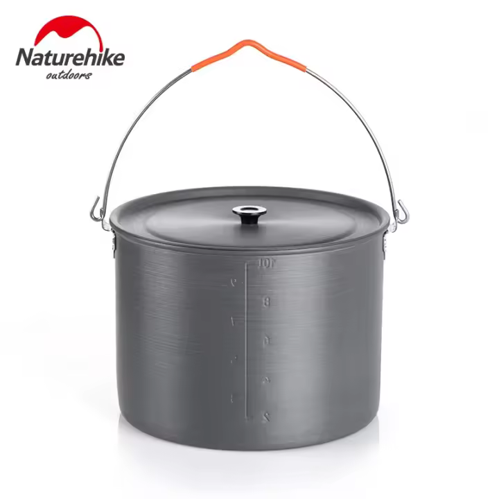 Naturehike-Olla de Camping de aleación de aluminio de 10l, olla colgante de gran capacidad, utensilios de cocina para exteriores - 1