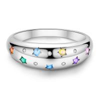 Anillo de Plata de Ley 925, anillo de corazón elevado brillante para mujer, circonita cúbica, estrella, Luna, flor, anillos y joyería de boda, regalos - details 14