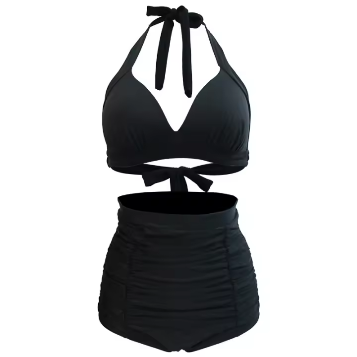 Conjunto de bikini de dos piezas con cintura alta y tirantes, traje de baño de moda para mujer - 1