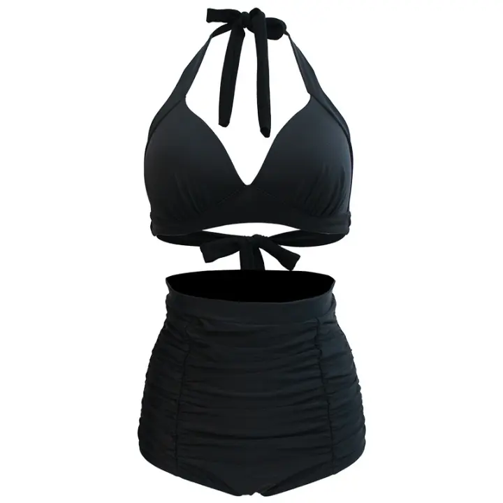 Conjunto de bikini de dos piezas con cintura alta y tirantes, traje de baño de moda para mujer - 1