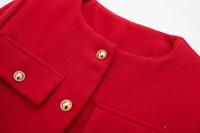 Chaqueta Corta Elegante para Mujer 2024 Cuello Redondo Manga Larga Abrigo con Bolsillo de Volteo Casual de Moda para Mujeres - details 17