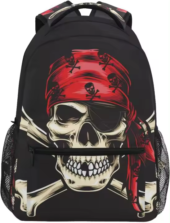 Mochila Pirata Calavera Bolsa de Laptop para Viajes, Senderismo, Escuela Unisex Kids - 1